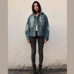 Hand embroidered Vintage Jean Jacket Palestine/ Palestinian Flag Denim Jacket